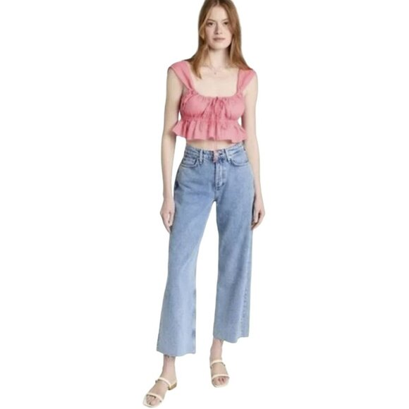 Ciao Lucia $245 Cinetta Melon Pink Seersucker Crop Top Size Small NWT - Picture 2 of 7